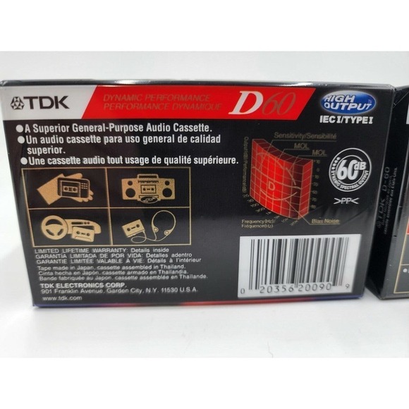 TDK D60 High Output Type 1 Slimline Eco & Regular Cassette Tapes Lot 12 New - Picture 9 of 9